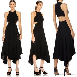 Cinq à Sept Black Belladonna Sleeveless Cutout A-Line Midi Dress Size 6